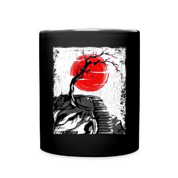 Haruno Japanese Cherry Blossom Illustration Japan - Full Colour Mug - black - Front