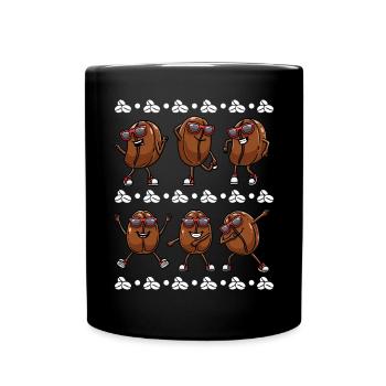 Coffee beans with sunglasses dancing caffeine - Full Colour Mug - black - Front