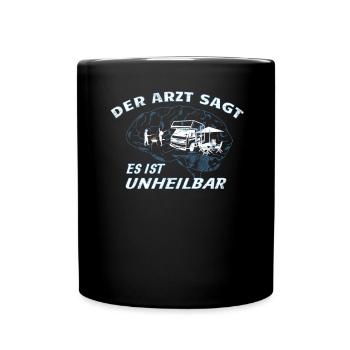 Camper Geschenkidee Camping - Tasse einfarbig - Schwarz - Vorne