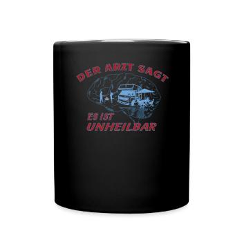 Camper Geschenkidee Camping - Tasse einfarbig - Schwarz - Vorne