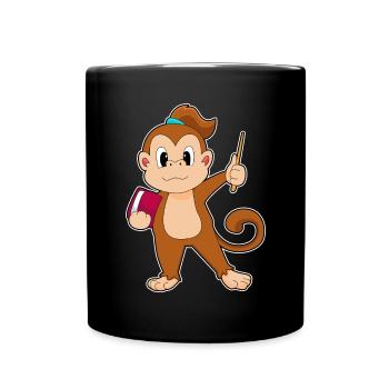 Monkey Teacher Pointing Stick School - Full Colour Mug - black - Front