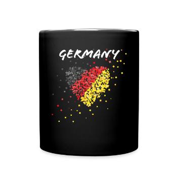 Deutschlandflagge Fahne Fanblock Deutschland - Tasse einfarbig - Schwarz - Vorne