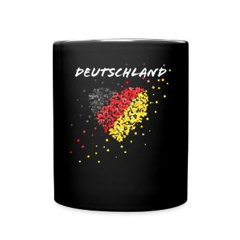 Deutschlandflagge Deutschland Fußballfan Fahne - Tasse einfarbig - Schwarz - Vorne
