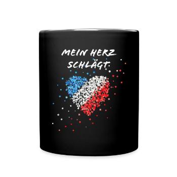 French flag heartbeat French France fan - Full Colour Mug - black - Front