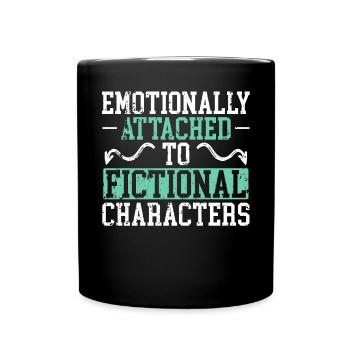 Émotionnellement attaché aux personnages de fiction Bande dessinée - Mug uni - noir - Devant