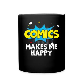 Comics Sammler Comic Reader Fiktive Charaktere - Tasse einfarbig - Schwarz - Vorne