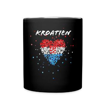 Kroatien Hrvatska Kroatienflagge Kroatienfahne - Tasse einfarbig - Schwarz - Vorne