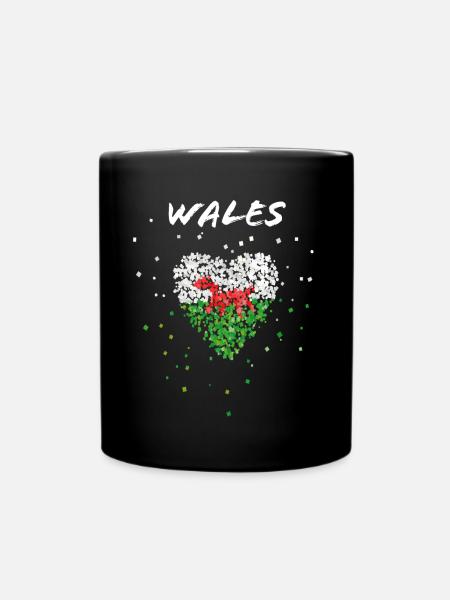 Wales Walesflagge Walesfahne Walesfan Fahne Flagge - Tasse einfarbig - Schwarz