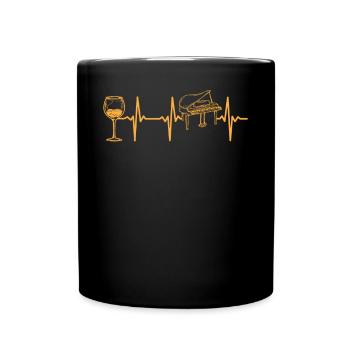 Piano Heartbeat avec vin Piano ECG Heartbeat Pian - Mug uni - noir - Devant