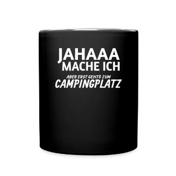 Camper Geschenkidee Camping - Tasse einfarbig - Schwarz - Vorne