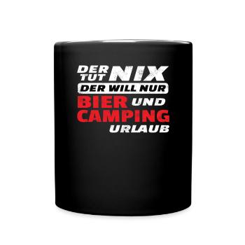 Camper Geschenkidee Camping - Tasse einfarbig - Schwarz - Vorne