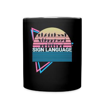 Gebärdensprache ASL Retro - Tasse einfarbig - Schwarz - Vorne