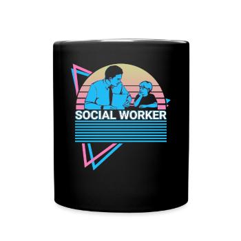 Social Worker Retro - Full Colour Mug - black - Front