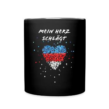 Serbien Serbische Flagge Fahne Serbier Fußballfan - Tasse einfarbig - Schwarz - Vorne