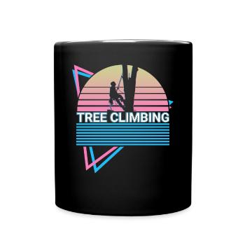 Baumklettern Baumkletterer Retro - Tasse einfarbig - Schwarz - Vorne