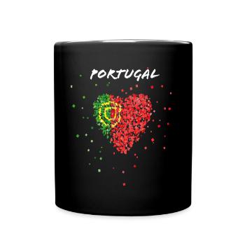 Portugal Portuguesa Portugiese Fanblock Sportfan - Tasse einfarbig - Schwarz - Vorne