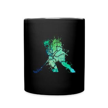 Cool Splash Art Ice Hockey Player - Tasse einfarbig - Schwarz - Vorne