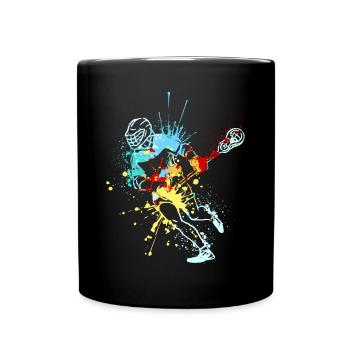 Splash Art Lacrosse Player - Tasse einfarbig - Schwarz - Vorne