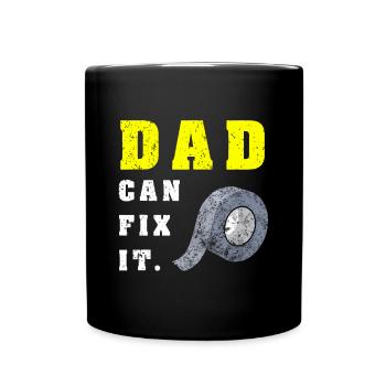 Funny Fathers Day Dad Can Fix It Handy DIY Duct Ta - Full Colour Mug - black - Front