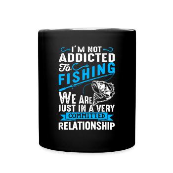 Addicted to fishing - fish tee for fishermen - Full Colour Mug - black - Front