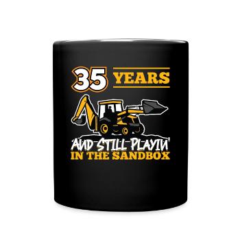 35 Jahre - 35 Jahre Alt - 35. Geburtstag - Bagger - Tasse einfarbig - Schwarz - Vorne