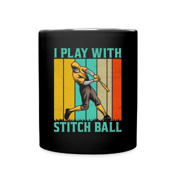 Je joue avec un ballon de couture - baseball - Mug uni - noir - Devant