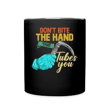 Ne mordez pas la main qui vous engourdit - - Mug uni - noir - Devant