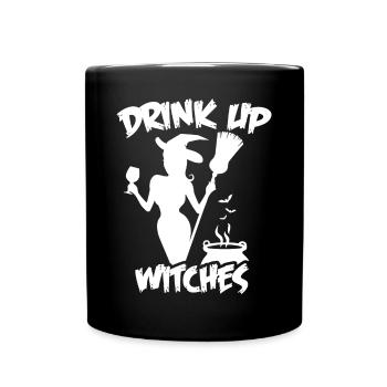 Trinken Sie Hexen lustig Wein trinken Halloween - Tasse einfarbig - Schwarz - Vorne