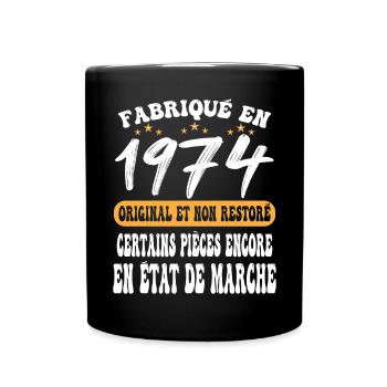 1974 anniversaire année de naissance cadeau humour - Mug uni - noir - Devant