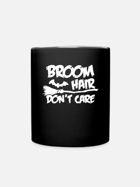 Bezemhaar kan het niet schelen grappige Sassy Witch Halloween - Enfärgad mugg - svart