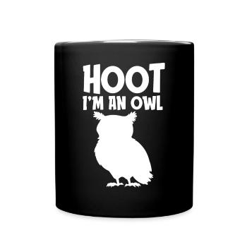 Hoot I'm an Owl Funny Lazy Halloween Costume - Full Colour Mug - black - Front