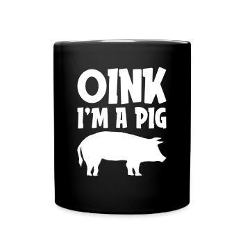 Oink I'm A Pig Funny Lazy Halloween Costume - Full Colour Mug - black - Front