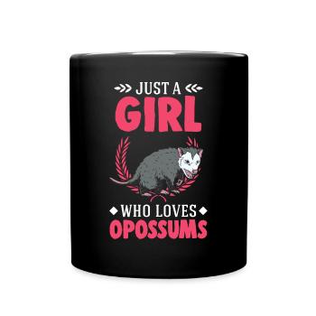 Opossum Mädchen Possum Beutelratte - Tasse einfarbig - Schwarz - Vorne
