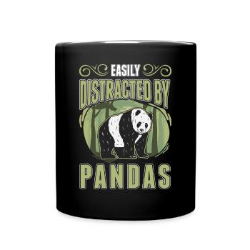 Easily distracted by Pandas - Tasse einfarbig - Schwarz - Vorne