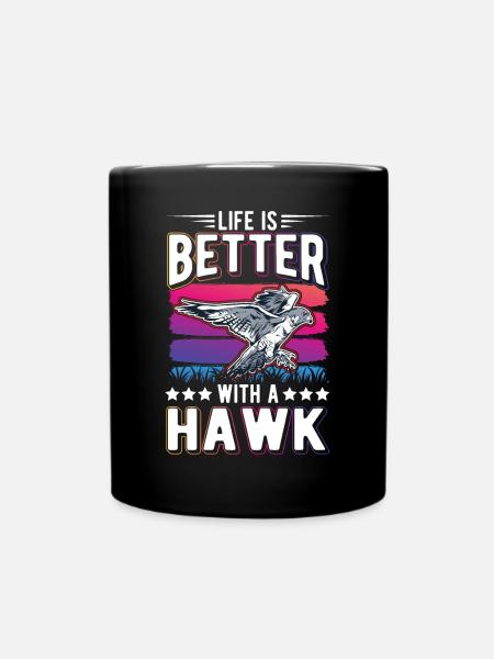Das Leben ist besser mit Falken Falkner - Tasse einfarbig - Schwarz
