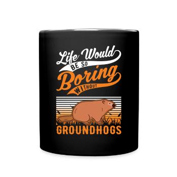 Murmeltier Groundhog Day Waldmurmeltier - Tasse einfarbig - Schwarz - Vorne