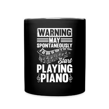 Pianist - Warning May Spontaneously Start Playing - Full Colour Mug - black - Front