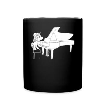 Unicorn Playing Piano - Pianiste claviériste piano - Mug uni - noir - Devant