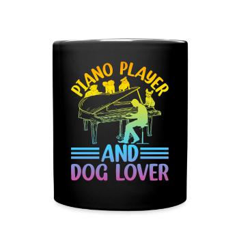 Piano Player And Dog Lover - Keyboardist Playing P - Full Colour Mug - black - Front