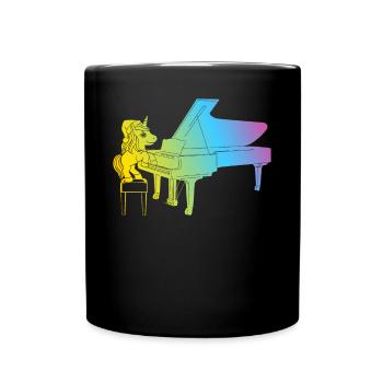 Unicorn Piano Player - Funny Piano Player Unicorn - Tasse einfarbig - Schwarz - Vorne