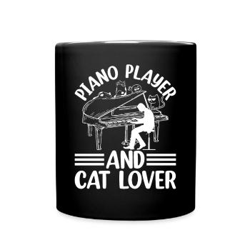 Piano Player And Cat Lover - Piano Keyboardist - Full Colour Mug - black - Front