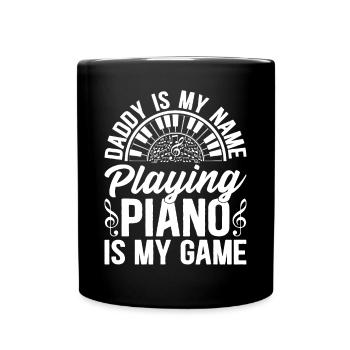 Papa est mon nom Jouer du piano est mon jeu - Keyboa - Mug uni - noir - Devant