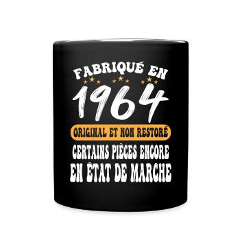 1964 anniversaire année de naissance cadeau humour - Mug uni - noir - Devant