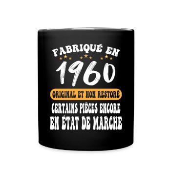 1960 anniversaire année de naissance cadeau humour - Mug uni - noir - Devant