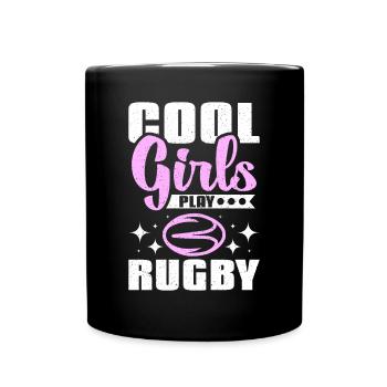 Cool girls play rugby - Tasse einfarbig - Schwarz - Vorne