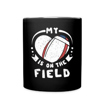 Mon cœur est sur le terrain de rugby - Mug uni - noir - Devant