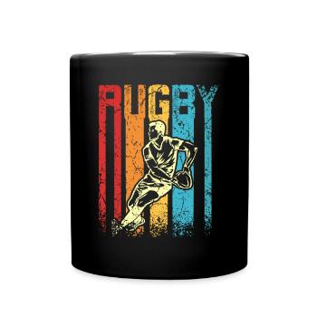 Retro Vintage Rugby - Full Colour Mug - black - Front