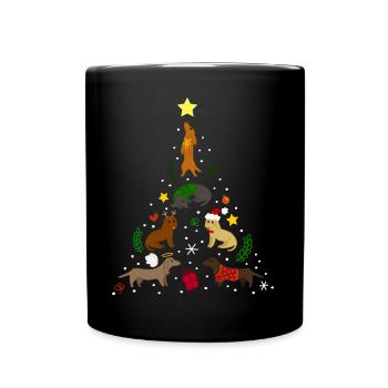 Dachshund Tree Christmas - Full Colour Mug - black - Front