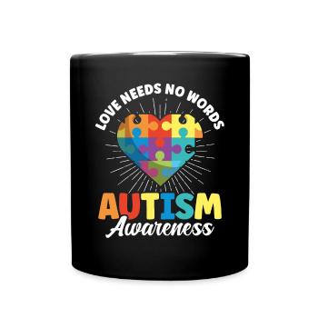 L’amour n’a pas besoin de mots Sensibilisation à l’autisme - Mug uni - noir - Devant