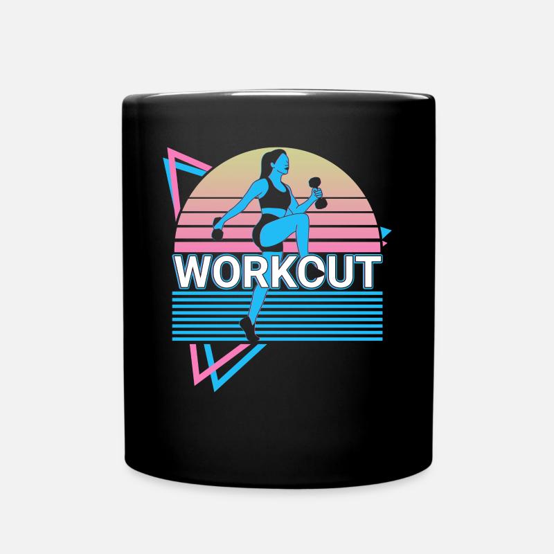 Workout Fitness Exercise Retro - Full Colour Mug - black
